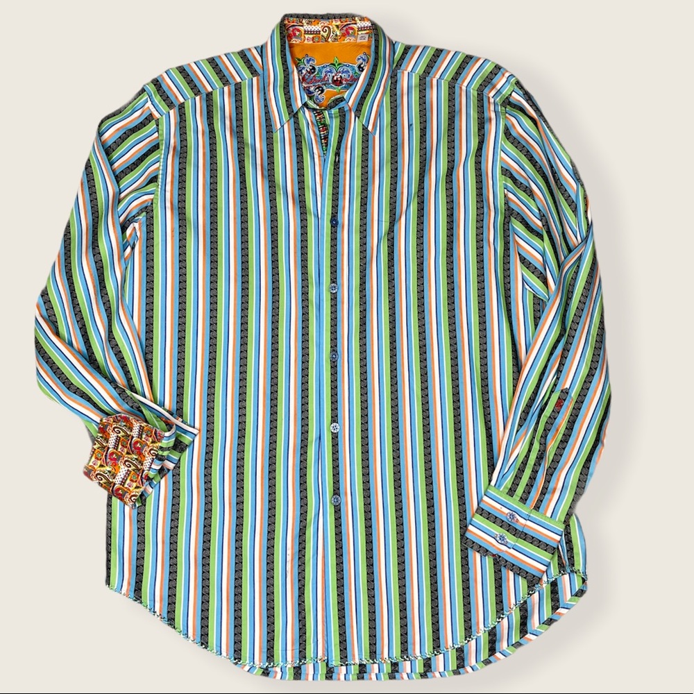 Robert Graham Striped Button Down Shirt Size M